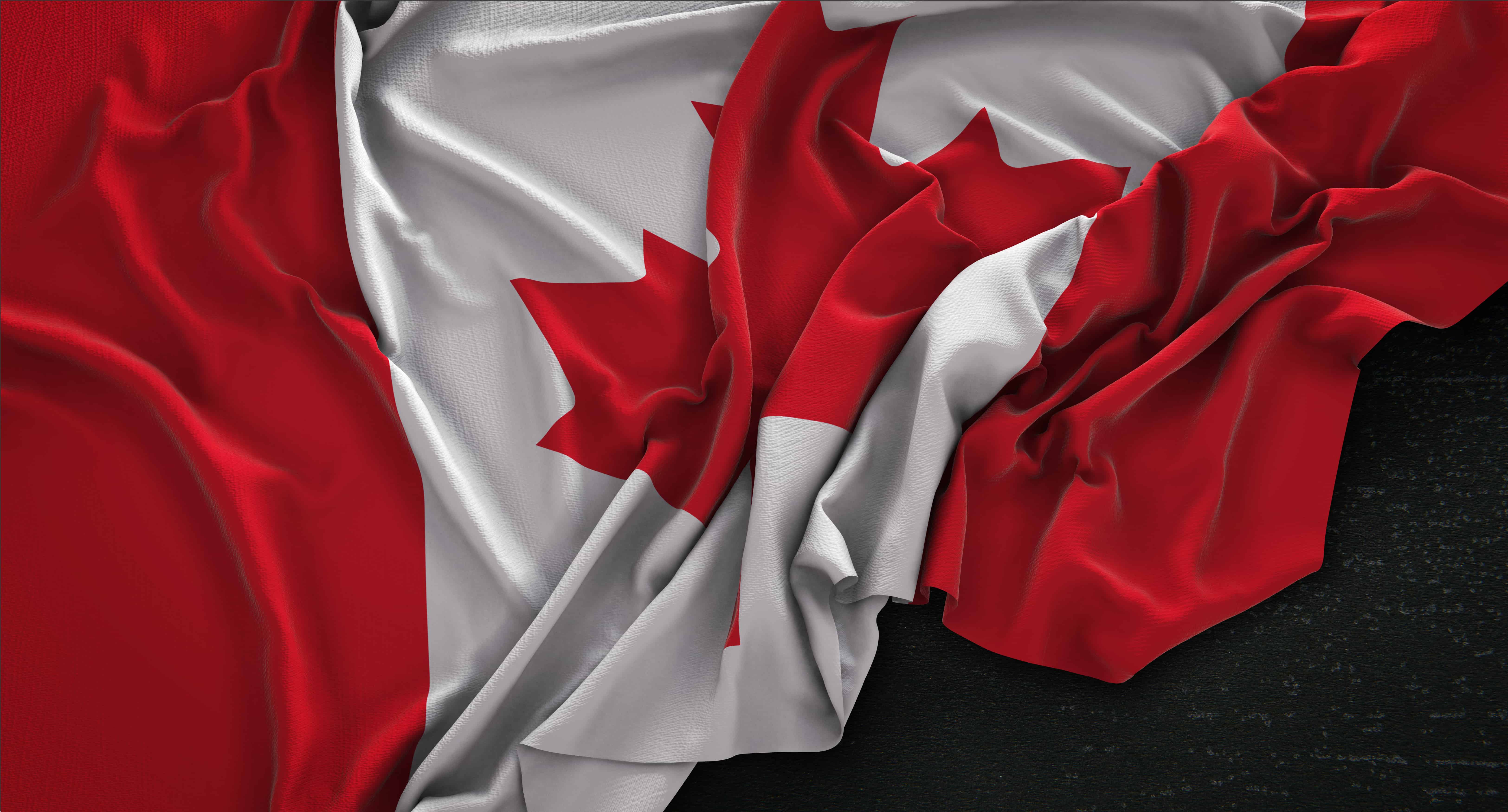 Canada flag wrinkled dark background 3d render