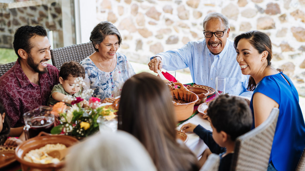 Family having dinner